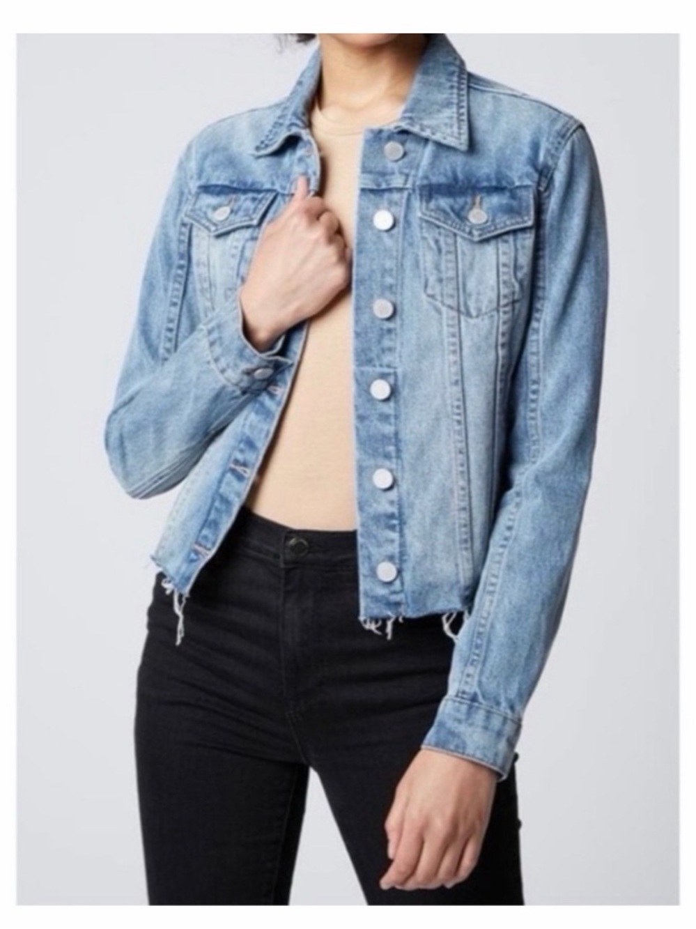 Blank NYC Light Wash Denim Jacket - Classic Button Front